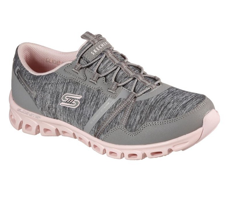 Skechers Glide Step - Stepping Up - Womens Slip On Shoes Grey/Light Pink [AU-XI2872]